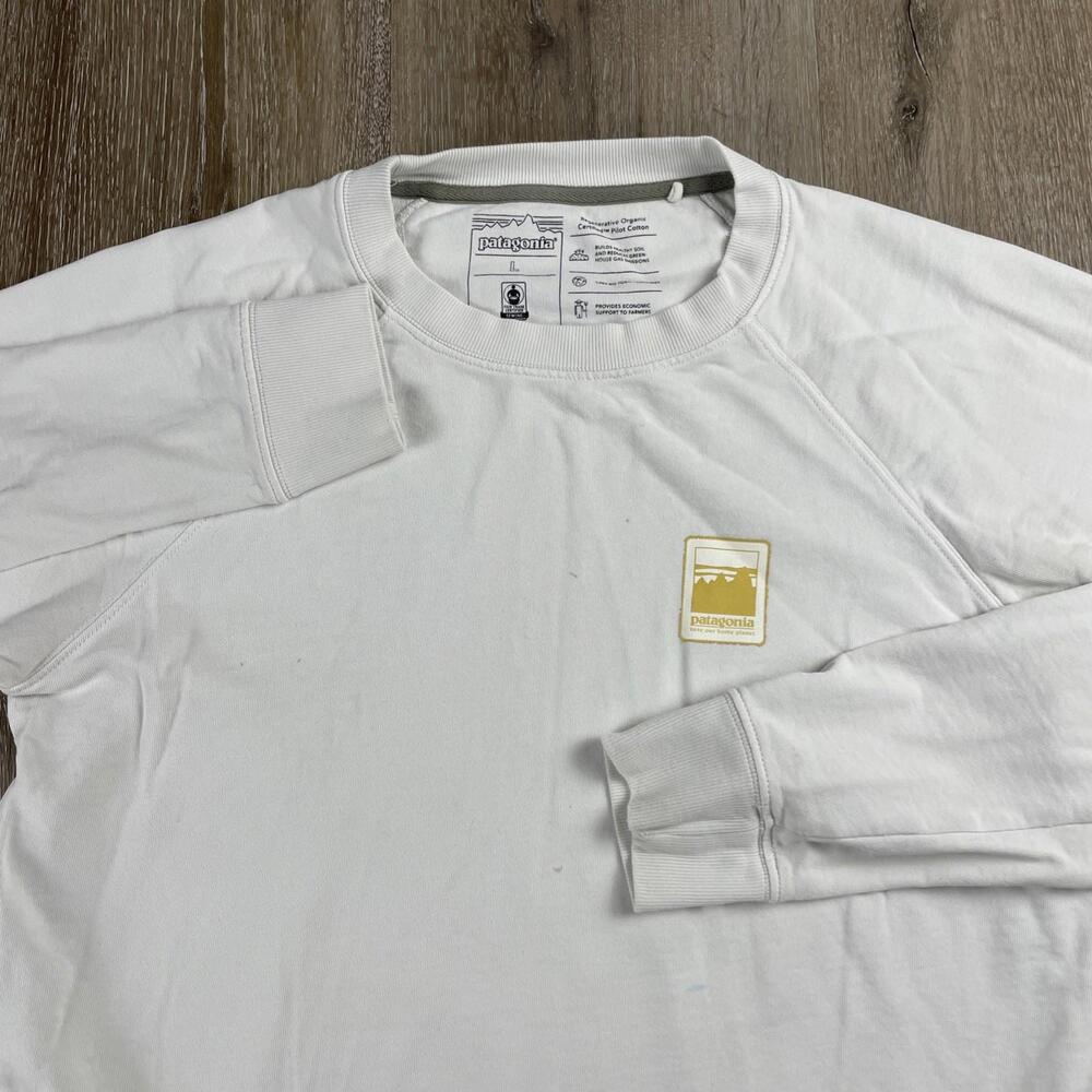 Patagonia Alpine Icon Regenerative Sweatshirt Womens Large White Raglan Sleeve